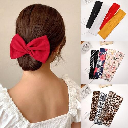 FNIO Korean Magic Twist Bow Scrunchies Floral Print Hair Tie Headband Colorful Hairband Headwear Ponytail Holder Accessories