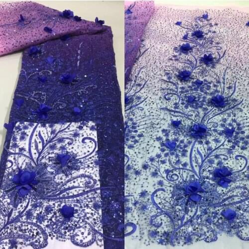 French Sequins Lace Fabric with beads and sequins New Embroidery African SYJ-6688811 Lace Fabric Nigeria