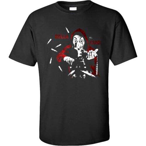 Bella ciao la Casa de Papel Money Heist Tees Mens T-Shirt Summer Classic Crew Neck 100% Cotton Tshirt Gift Clothing