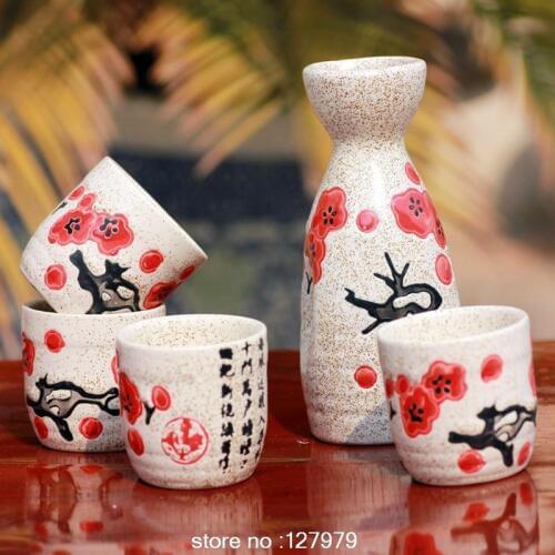 Ceramic wine Japanese-style wine liquor wine bottles stoup saka jugs Flagon suit 4 cups and 1 pot