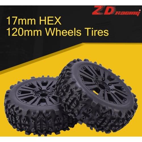 2pcs ZD Racing 17mm HEX and 120mm Wheels Tires for 1/8 Off-road Car Buggy Redcat Team Losi VRX HPI Kyosho HSP Carson Hobao