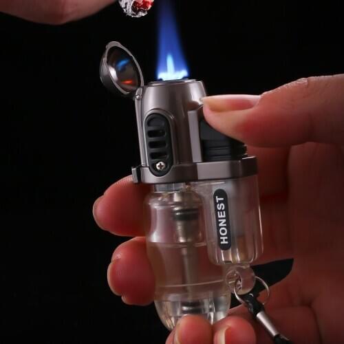 Creative Windproof Torch Visible Gas Turbo Lighter Portable Mini Cigar Tobacco Pipes Smoking Accessories Gadgets For Men
