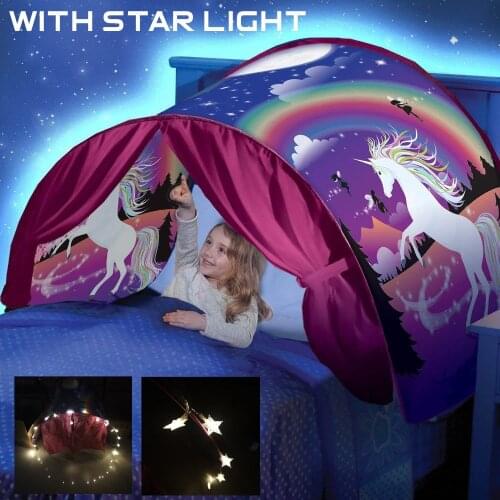 BUY 1 TENT GET 1 LED Dream Tents With Led Light Unicorn Space Winter Dinosaur Twin Size Children Kid Birthday Christmas Gift