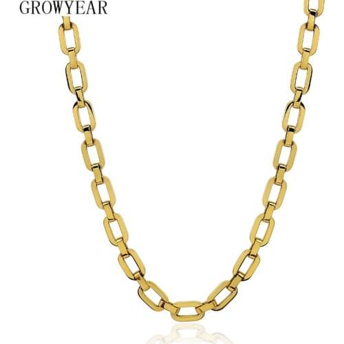 Round Corner Geometric Link Gold Color Statement Necklace for Women Men 9mm Wide Thick Chain Necklace Fashion Jewelry Set