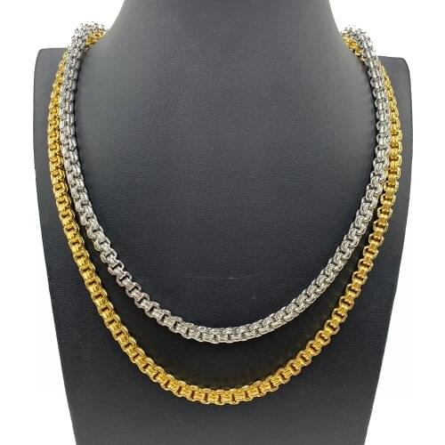 Charm Link Rope Chain Boxs Necklace Stainless Steel Men Chains Gold Silver Color Jewelry Gifts 5MM