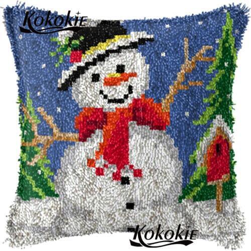 Cross stitch pillow kits Crocheting Rug Yarn Unfinished Embroidery Patchwork Pillowcase diy rug Latch hooking making kits