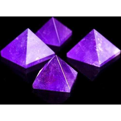 Natural crystal amethyst citrine powder crystal pyramid home office ornaments decoration holiday gift specimen collection 3X3cm