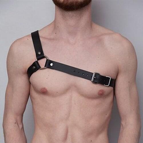 Sissy Lingerie Harness Fashion Men Gentleman Adjustable Leather Body Chest Belt Black Punk Fancy Costume Clothing Accessories
