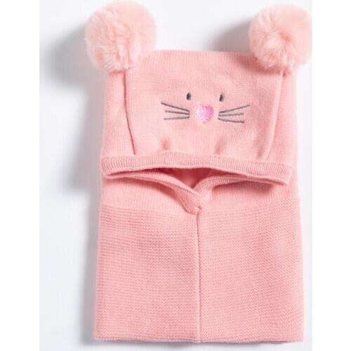 New 2020 Spring Autumn Winter Plush Children Hat Scarf Cartoon Child Hooded Scarf Thick Boys Caps Baby Girls Winter Hats