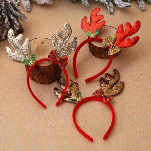 Christmas Reindeer Antlers Party Dressing Hairhoop Hairband Headband Headwear Xmas Kids Party Decor