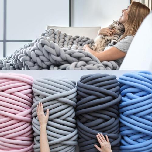 New Blanket Diy Hand Woven Cored Yarn Cushion Blanket Woven Cored Cloth Line Manual Fabric Coarse Wool