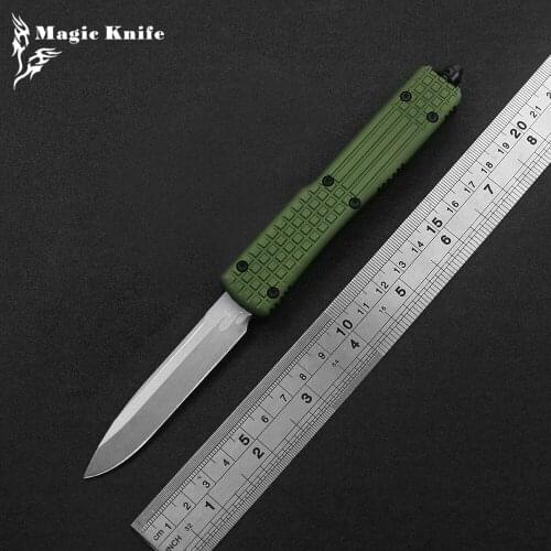 Magic 8 Kinds Of Outdoor EDC OTF Tactical Hunting Knife D2 Blade Stone Washing/blackening Blade Aviation Aluminum Green Handle