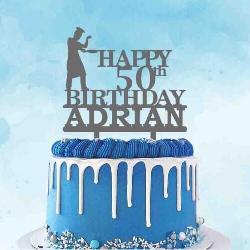 Personalized Cook Cake Topper Custom Name Age Chef Cooking Silhouette For Chef Birthday Party Cake Decoration Topper