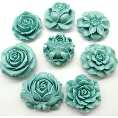 Chinese Organic Cinnabar natural Quartz crystal carve blue flower charm Pendant for diy Jewelry making Necklace Accessories A18