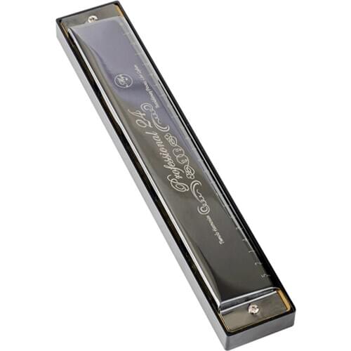 24 Holes Polyphonic Harmonica Mouth Organ Key of C Musical Gift for Kids Beginners Students with Hard Case Cleaning Cloth