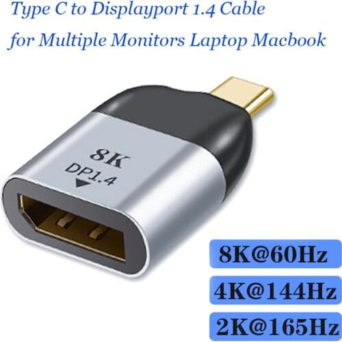 Portable USB Type C to Displayport 8K 60HZ Converter Adapter for Thunderbolt 3