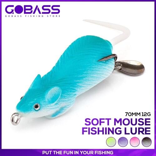 GOBASS Mouse Lure Soft Fishing Wobbler Baits Spoon Spinning Lure 70mm 12g Crankbait Bass Tackle Everything for Fishing Hard Bait