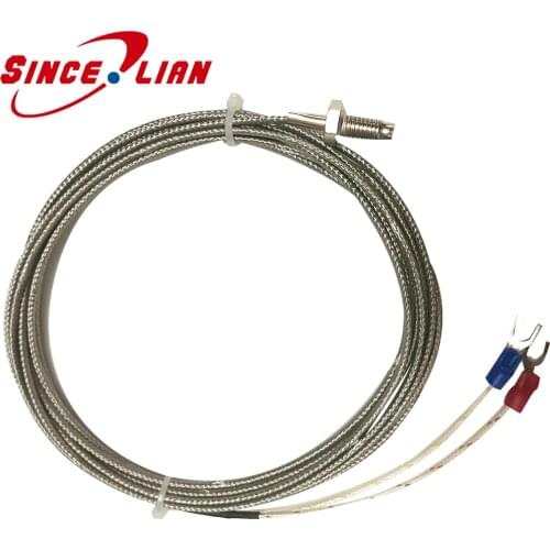 Stainless Steel RTD PT100 Temperature Sensor Wire E Type temperature line armor 0.5M 1M 1.5M 2M 3M 4M 5M Cable Wires 3PCS