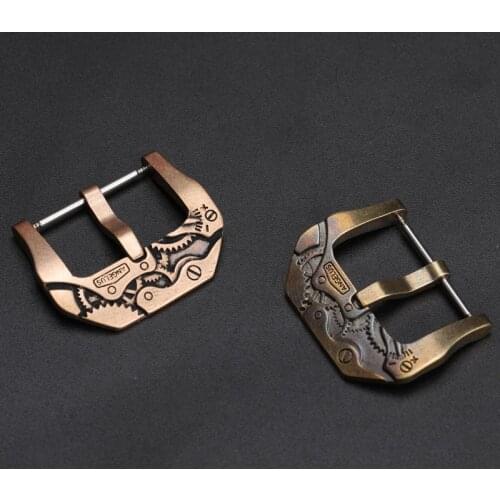 Distressed Bronze Buckle, 20 22 24 26MM Oxidized Mechanical Style Buckle, Suitable For Bronze Watch PAM Leather Strap Buckle