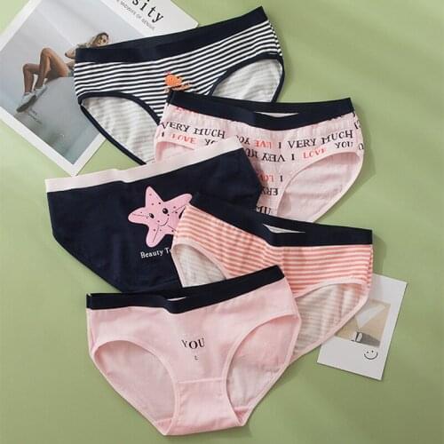 Size M-XL Starfish Panties For Women Stripe Briefs Sexy Cotton Female Underwear Ladies Lingerie Girls Underpants