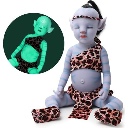 20.87 Inch lifelike Bebe Reborn Baby Doll 53cm Full Soft Body Newborn Doll waterproof Will Shine Blue Doll Toys for Children