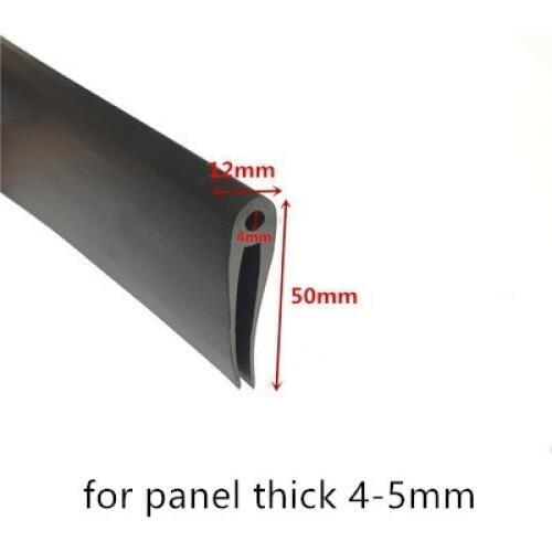 Rubber Sealing U Strip 50x12x50mm for 4-5mm thick Glass Metal Car Wood Panel Board Edge Encloser Shield Black
