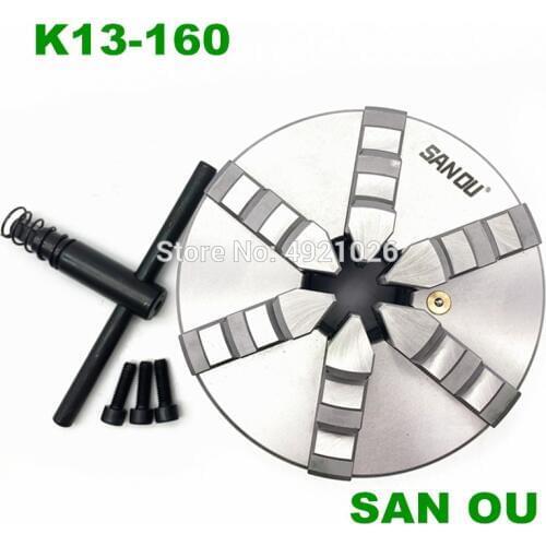 SAN OU 6'' 6 Jaw Lathe Chuck Self-Centering Chuck 160mm 6-Jaw Plain Back Hardened Steel for CNC Milling Lathe Machine