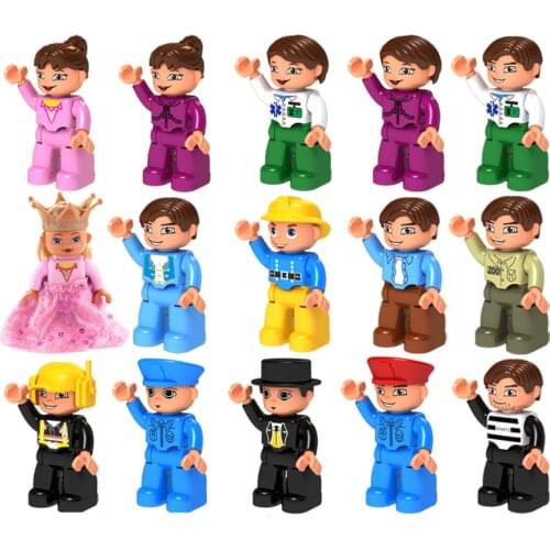 Big Size Building Blocks Dolls Family Princess Workers Figures Compatible Large Bricks Children Kids Educational Creative Toys