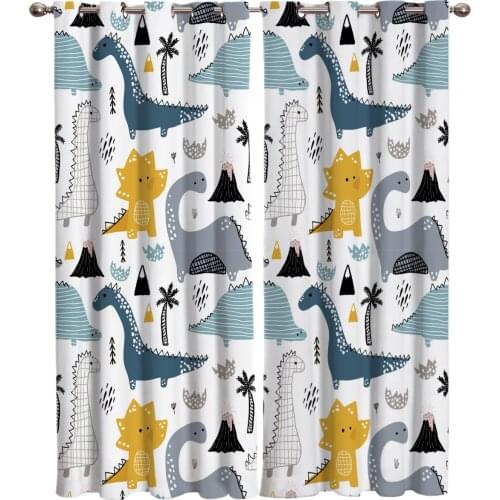 Cute Cartoon Dinosaur Curtains For Window Treatment Drapes Window Curtains For Living Room Bedroom Blinds Kids Room Home Decor