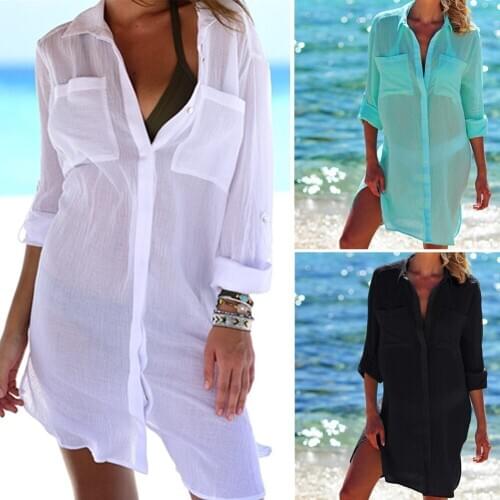 Woman Swimwear Beach Cover up Beachwear Mini Dres Cotton Tunics for Beach Women Swimsuit Cover-ups