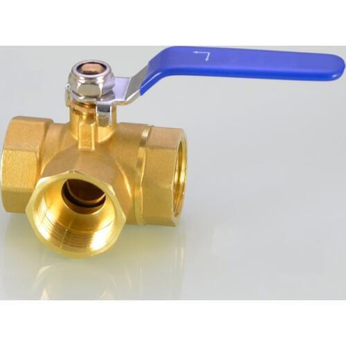 1/4" BSP Female Thread L-Port Three Way Brass Ball Valve For Water Oil Air Gas