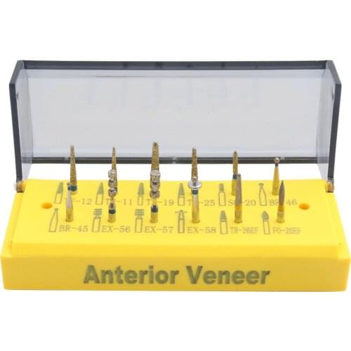 1 Kit(12pcs) Dental Anterior Veneer Dental Diamond Burs Drill Kit Dental Burs Dentists Professional