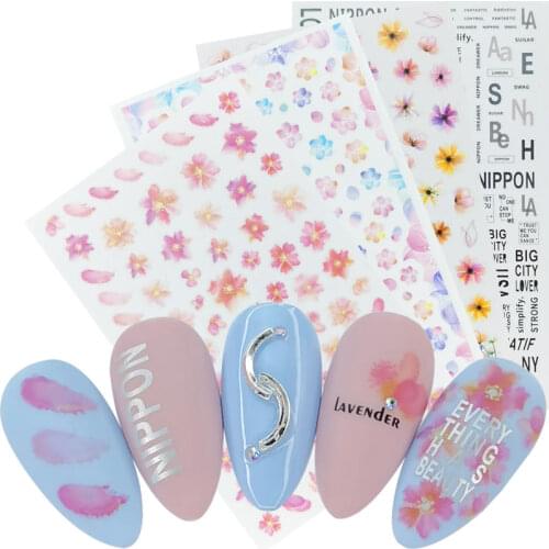 1pcs Embossed 2021 New Arrival Nails Sticker Blooming Flower 3D Nail Art Stickers Decals Adhesive Manicure Nail Art Tips Decora