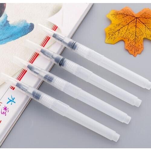 1Pc Pen Shaped Water Color Brush Pointed/Flat Head Nylon Hair Watercolor Brushes Student Drawing Paint Brush Water-absorbing Pen