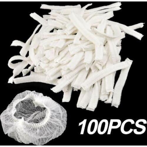 100Pieces Disposable Hair Shower Cap Non-woven Bath Caps Hair Cap Pleated Anti Dust Bouffant Cap Bathroom Accessories
