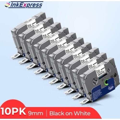 10PK Labels For Brother TZe-221 TZe 221 Label Tape tze-221 tze221 Labels 9mm For Brother P touch PT-E110 PT-H100P Label Maker