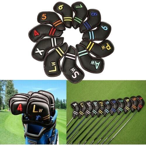11x Golf Iron Headcover Anti-Slip PU Head Cover Protector 4-9,A~LW Case