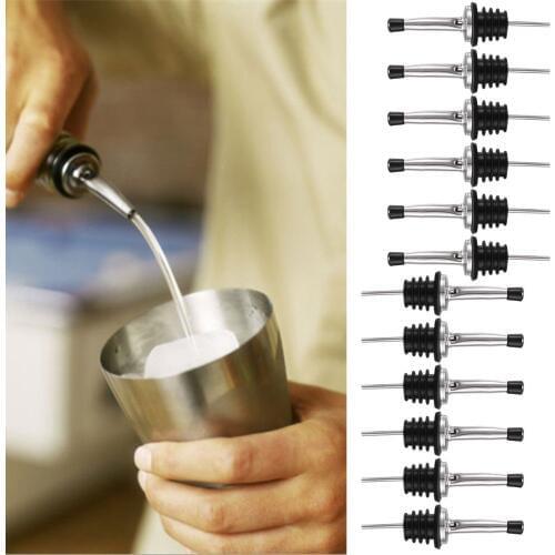 12pcs/lot Stainless Steel Wine Bottle Beer Pourer with Cap Covers Oil Cork Drink Dispenser Spout Bottle Stopper Barware Bar Tool