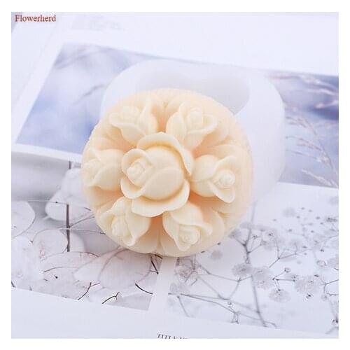 3d Silicone Flowers Round Rose Soap Silicone Mold Easy To Release Mold Flexible Silicone Soap Mold Soap Form Fondant Tools