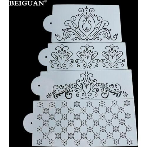 4Pcs/Set Princess Lace Cake Stencil Set Cake Craft Stencils Cake Border Stencils Set Decorating Cake Stencil