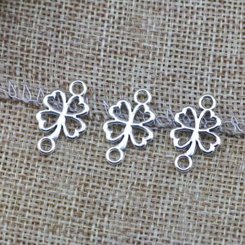40 Pieces 12*20mm Mixed Alloy Antique Silver Color Flower Heart Hollow Charms Bracelet Pendant Accessory For DIY Jewelry Making