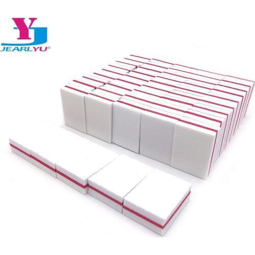 50pcs/lot White Nail Sanding Buffing Polish Block Mini Nail Polishing Files 100/180 Lima Pedicure Manicure Salon Tools