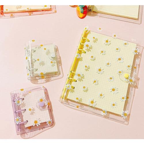 A5 A6 PVC Transparent Chrysanthemum Loose Leaf Binder Notebook Cover File Folder Creative Pocket Diary Office Stationery