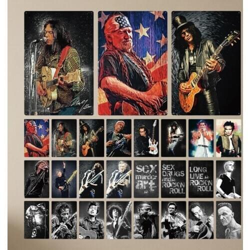 American Style Rock Roll Tin Sign Vintage Metal Poster Plaque Retro Metal Wall Decor Living Room Man Cave Music Club Plate