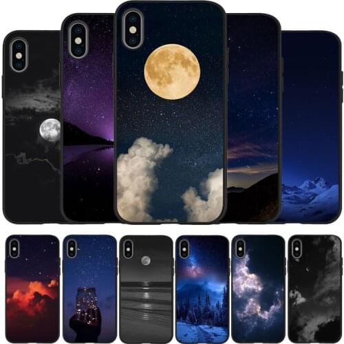 Night sky black Silicone Phone Case For iPhone 12 XR XS Max 5 5S SE 2020 6 6S PLUS 7 8 X 11Pro Max 11 Cover