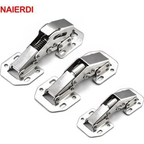 10PCS NAIERDI Cabinet Door Hinges No-Drilling Hole Cupboard Spring Soft Close Hydraulic Hinge Furniture Hardware With Screws