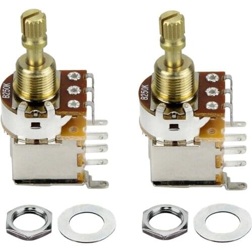 FLEOR 2PCS Short Shaft Guitar Potentiometer B250K Volume Control Linear Taper Push&Push Pots