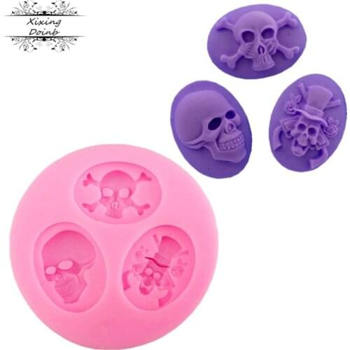Skull shape Chocolate Mold silica gel cake mold biscuit sugar turning mold DIY baking decoration tool biscuit mold