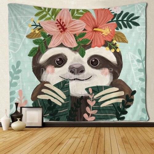 Hippie Art Fun Sloth Love Floral Tapestries Bedroom Living Room Decor