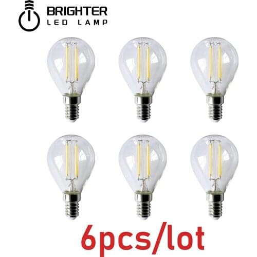 4W G45 Retro Edison Filament Bulb E14 Bombillas 220V Vintage Lamp 6pcs/lot 4000K Clear Glass Inner Decoration